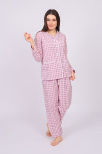 Autumn Cotton Pyjama – Checkered Pink