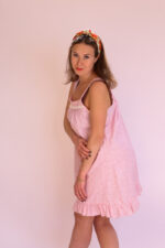 Sleeveless Short Nightgown with Ruffles - Pink