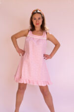 Sleeveless Short Nightgown with Ruffles - Pink