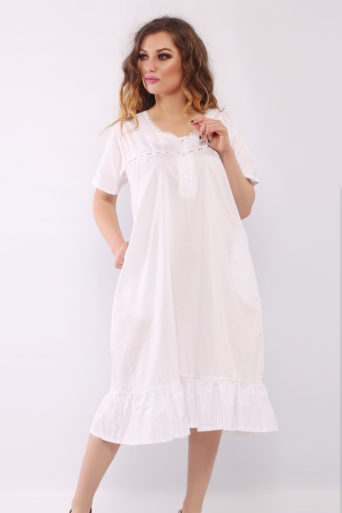 Vintage Short Sleeves Nightgown - White