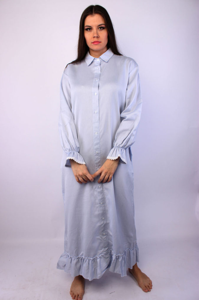 Angelic Cotton Gown – Baby Blue
