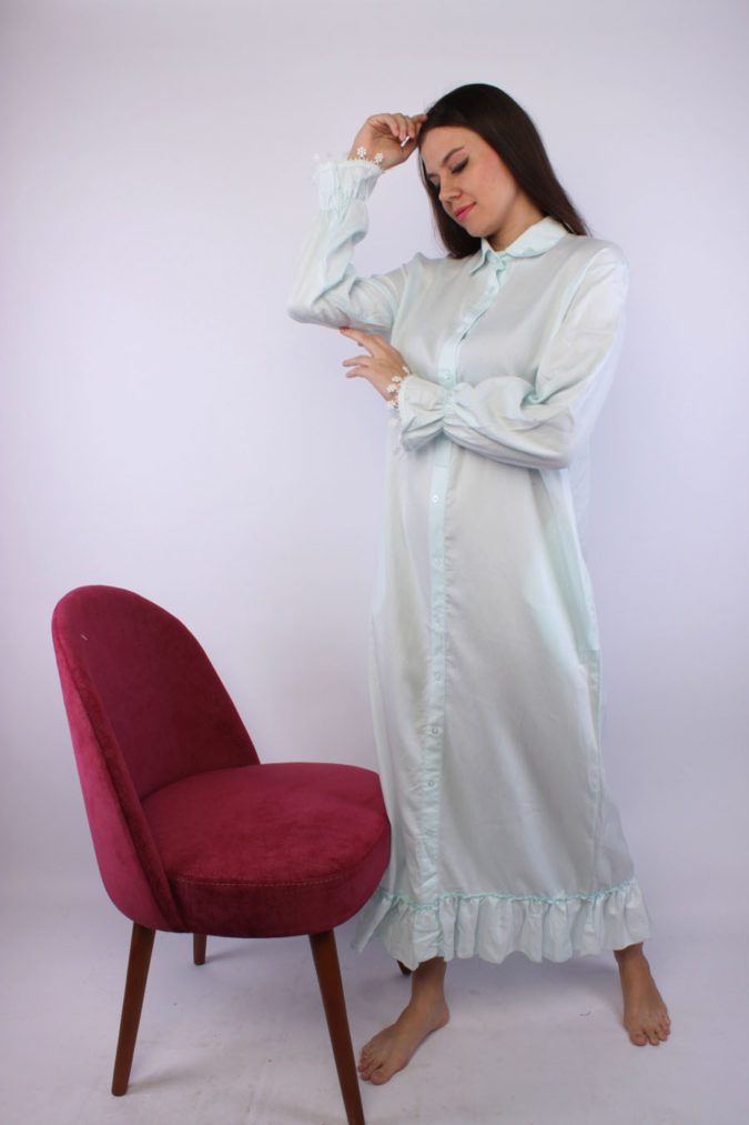Angelic Cotton Gown – Mint Green