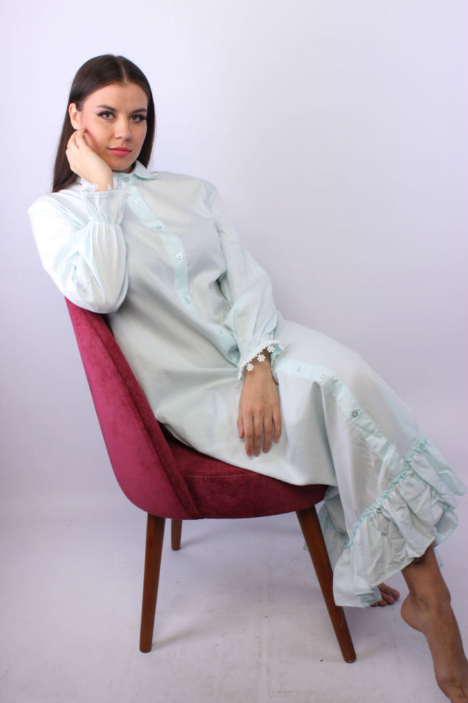 Angelic Cotton Gown – Mint Green