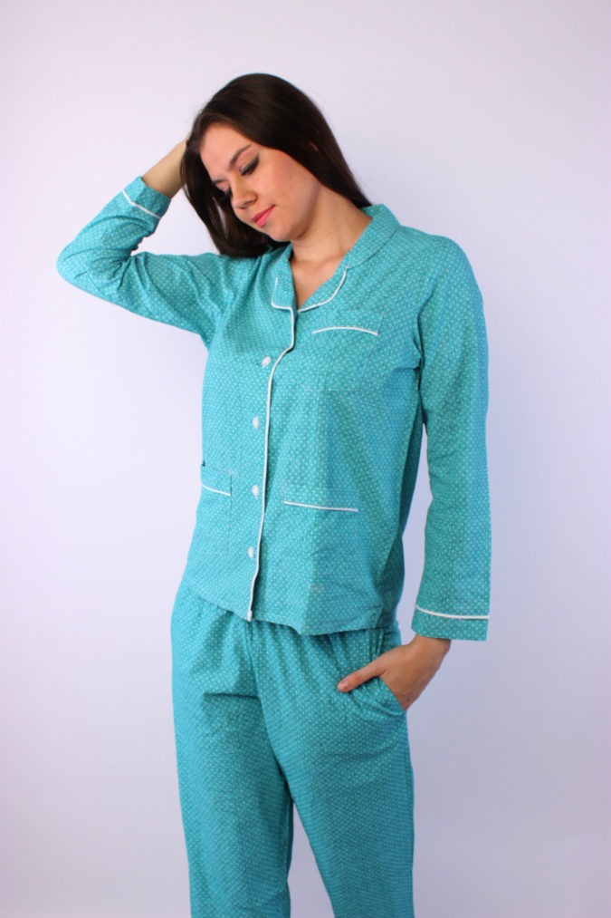 Autumn Cotton Pyjama – Dark Turquoise