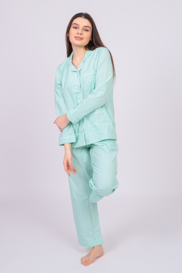 Autumn Cotton Pyjama – Light Turquoise | Antika Cotton
