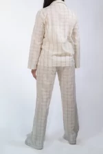 Autumn Linen Pyjama in Checkered Offwhite