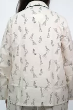 Autumn Linen Pyjama in Offwite with Printed Birds