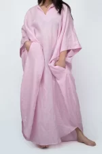 Free Size Linen Kaftan in Pink