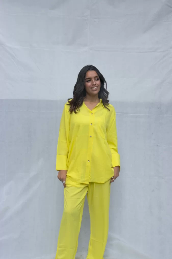 Cotton Viscose Summer Pyjama in Yellow