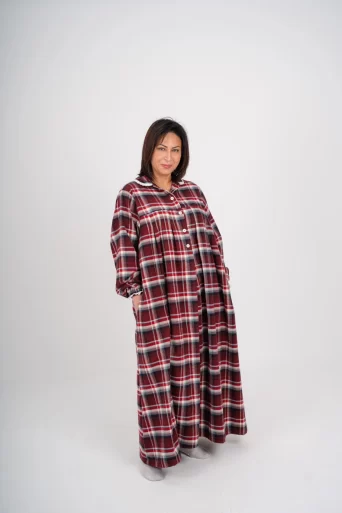 Checkered Winter Gown - Maroon