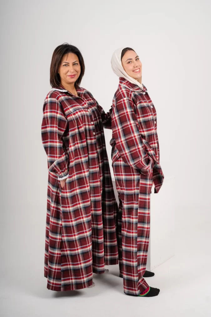 Checkered Winter Pyjama - Maroon
