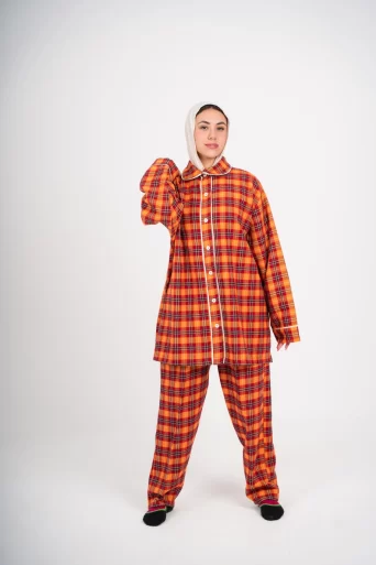 Checkered Winter Pyjama - Orange