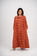 Checkered Winter Gown - Orange