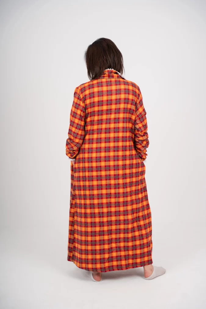 Checkered Winter Gown - Orange