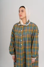 Checkered Winter Gown - Greenish