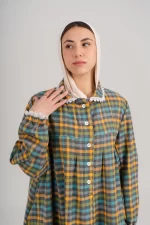 Checkered Winter Gown - Greenish