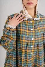 Checkered Winter Gown - Greenish