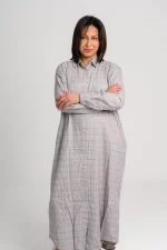 Checkered Winter Gown - Grey