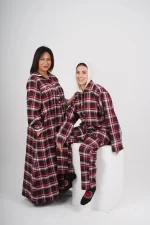 Checkered Winter Pyjama - Maroon