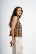 Summer Sleeveless Top in Brown