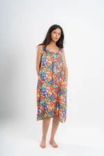 Below Knee Beach Dress in Tropical Colors