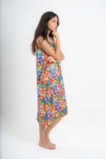 Below Knee Beach Dress in Tropical Colors