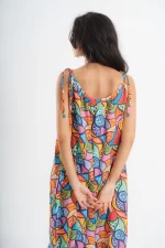 Below Knee Beach Dress in Tropical Colors