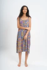 Below Knee Beach Dress in Purple