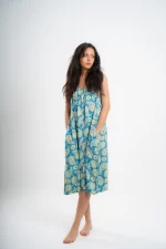 Below Knee Beach Dress in Turquoise