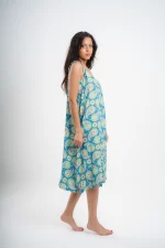 Below Knee Beach Dress in Turquoise