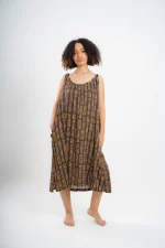 Below Knee Beach Dress in Brown