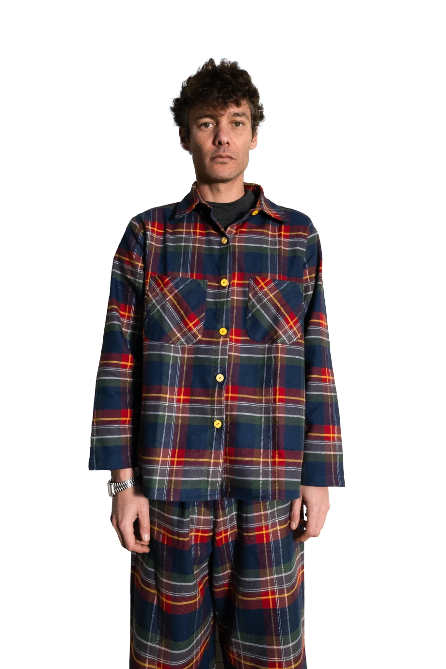 Checkered Winter Pyjama - Navy Blue & Red