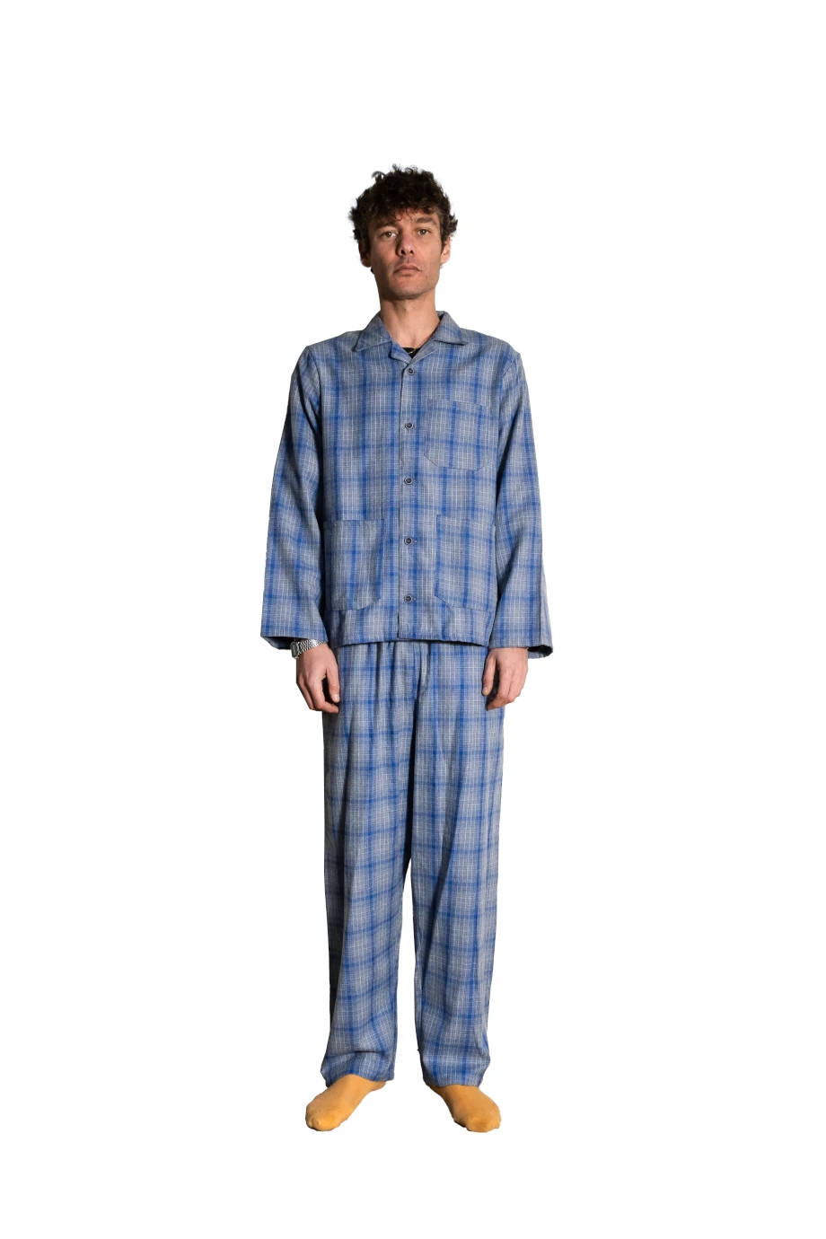 Checkered Winter Pyjama - Grey & Blue