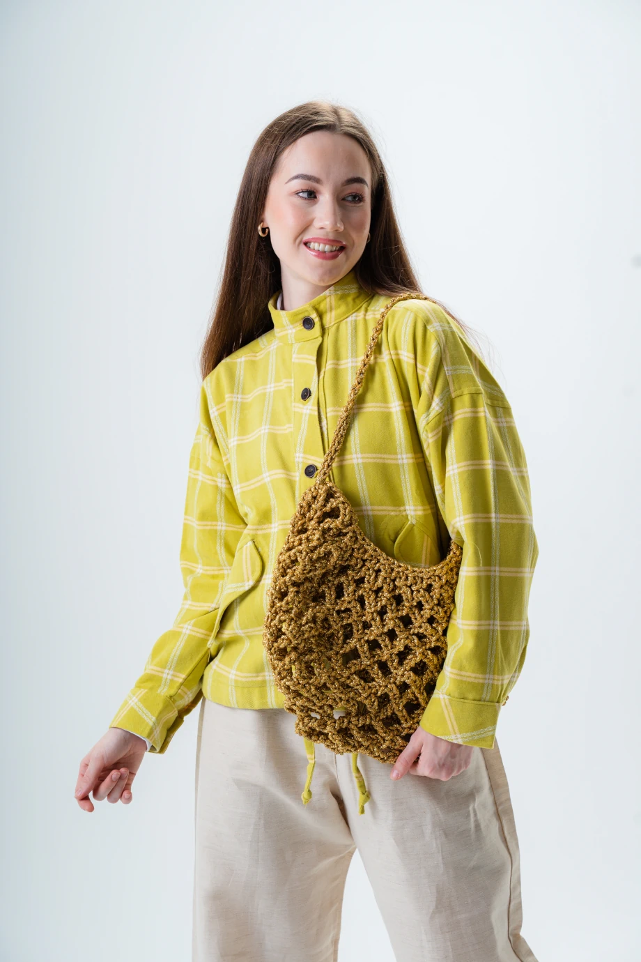 Handmade Crochet Handbag in Gold